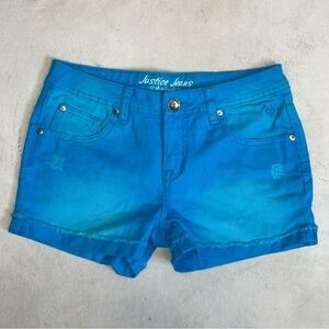 Justice Jean Shorts Girls Size 14 aqua blue